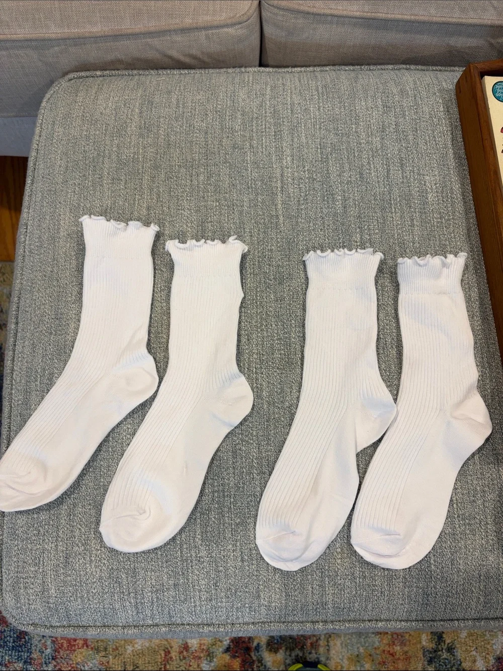 White Ruffled Top Crew Socks